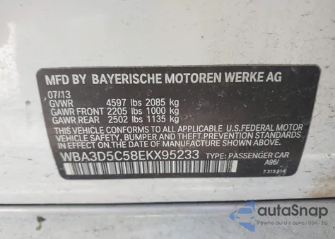 2014 BMW 328D xDrive from USA, damaged, VIN WBA3D5C58EKX95233